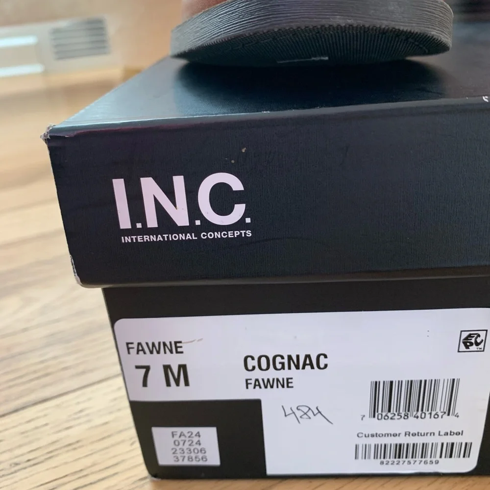 INC International Concepts, Fawne Cognac Knee-High Boots. Leather